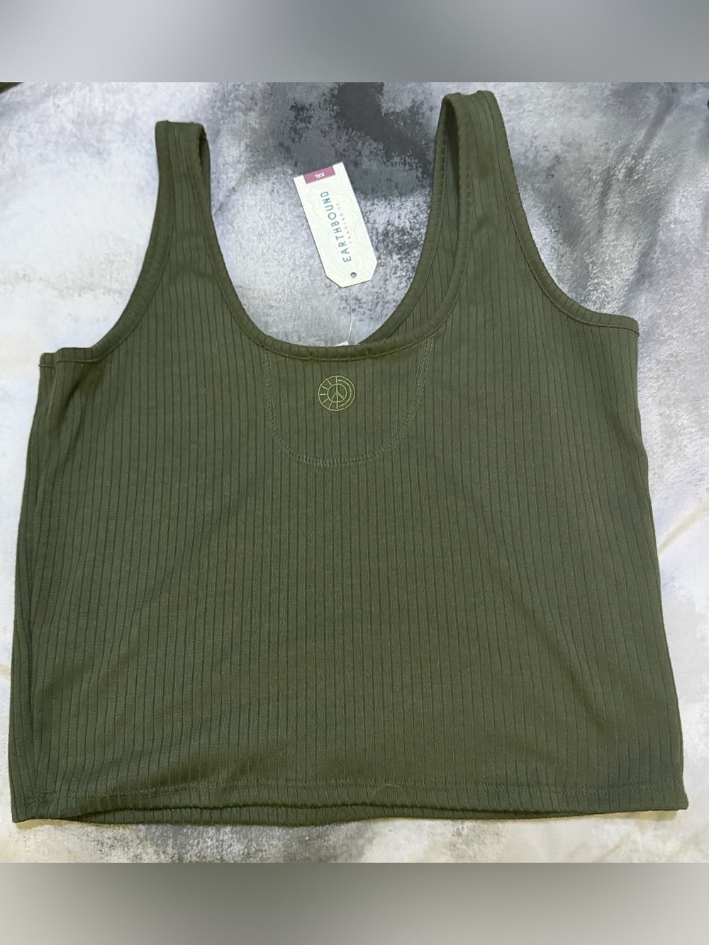 EARTHBOUND Olive Ribbed Cropped Tank